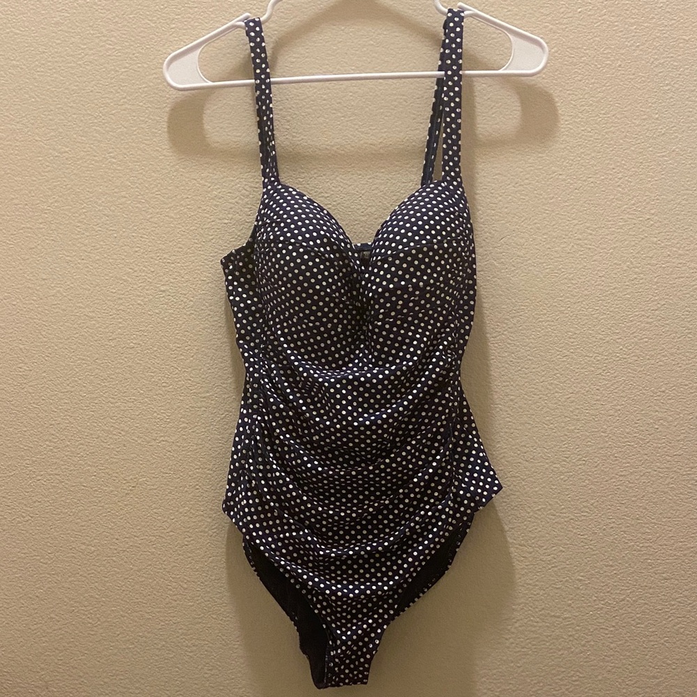 Nip Tuck blue Polka Dot One-Piece Swimsuit size 8